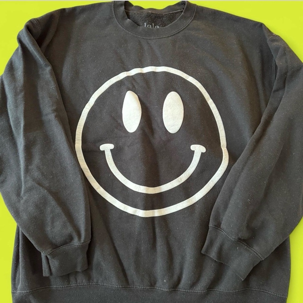 Dressed in LALA Smiley Face Crewneck Sweater